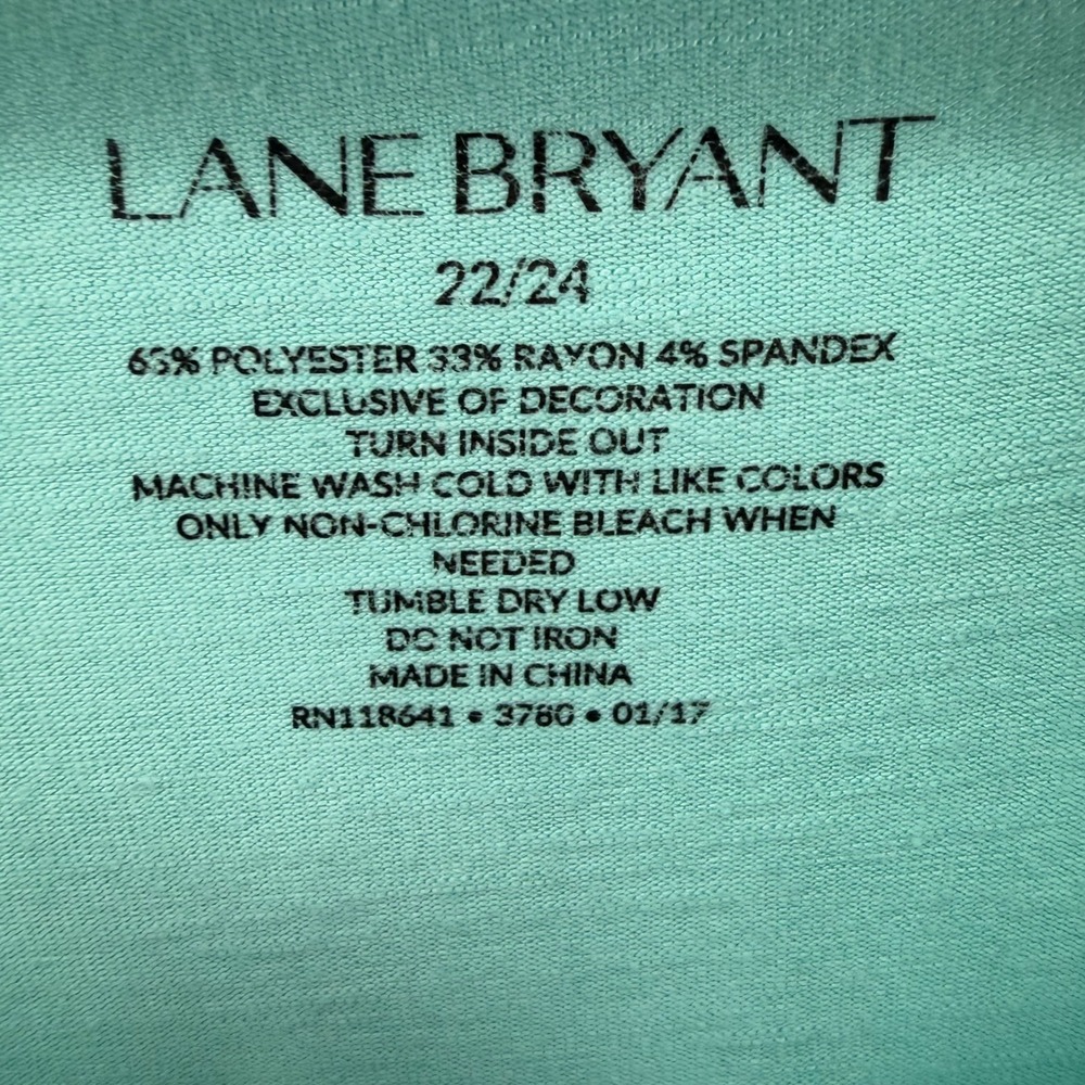 Lane Bryant T-Shirt Womens 22/24 Teal White Eyelet Lace Yoke 2-Pack Boho Casual - Picture 6 of 7